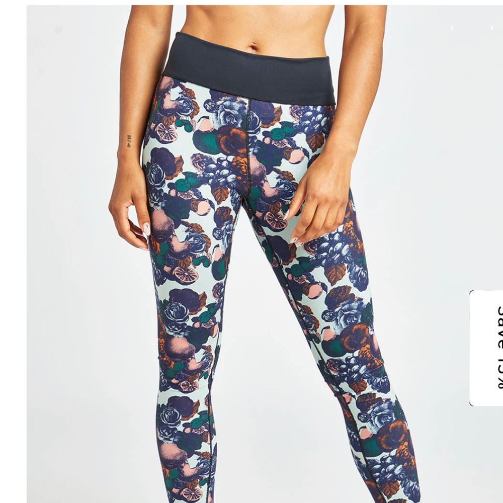 Reversible floral/black tights